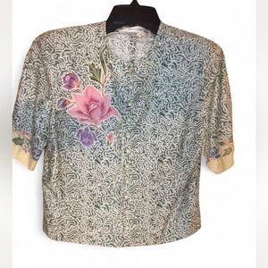 Vintage 80s UMI Collections Floral Button-Up Top | Size 4